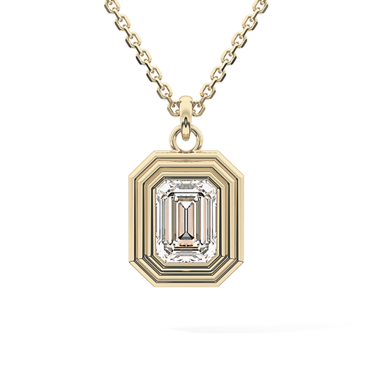 2 CT Emerald Lab-Grown Diamond Solitaire & Bezel Necklace