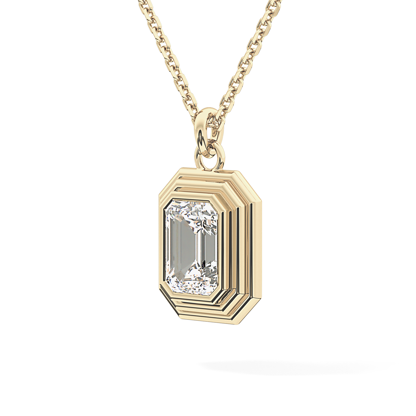 2 CT Emerald Lab-Grown Diamond Solitaire & Bezel Necklace
