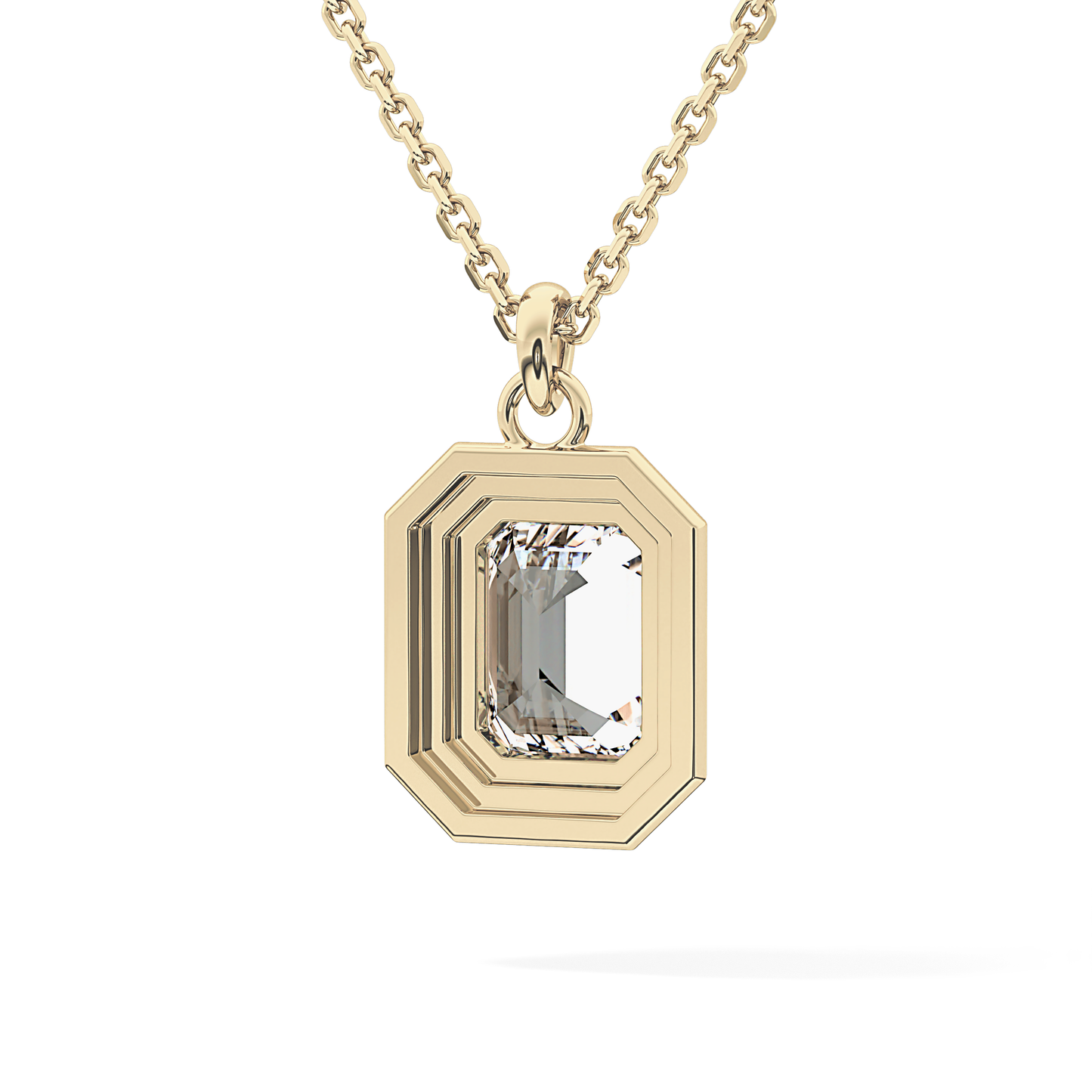 2 CT Emerald Lab-Grown Diamond Solitaire & Bezel Necklace