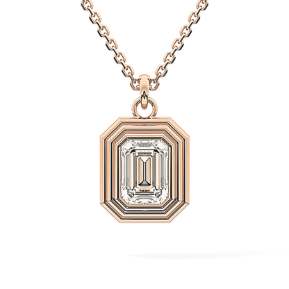 2 CT Emerald Lab-Grown Diamond Solitaire & Bezel Necklace