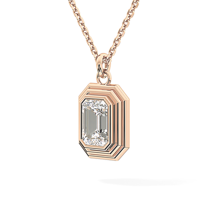 2 CT Emerald Lab-Grown Diamond Solitaire & Bezel Necklace