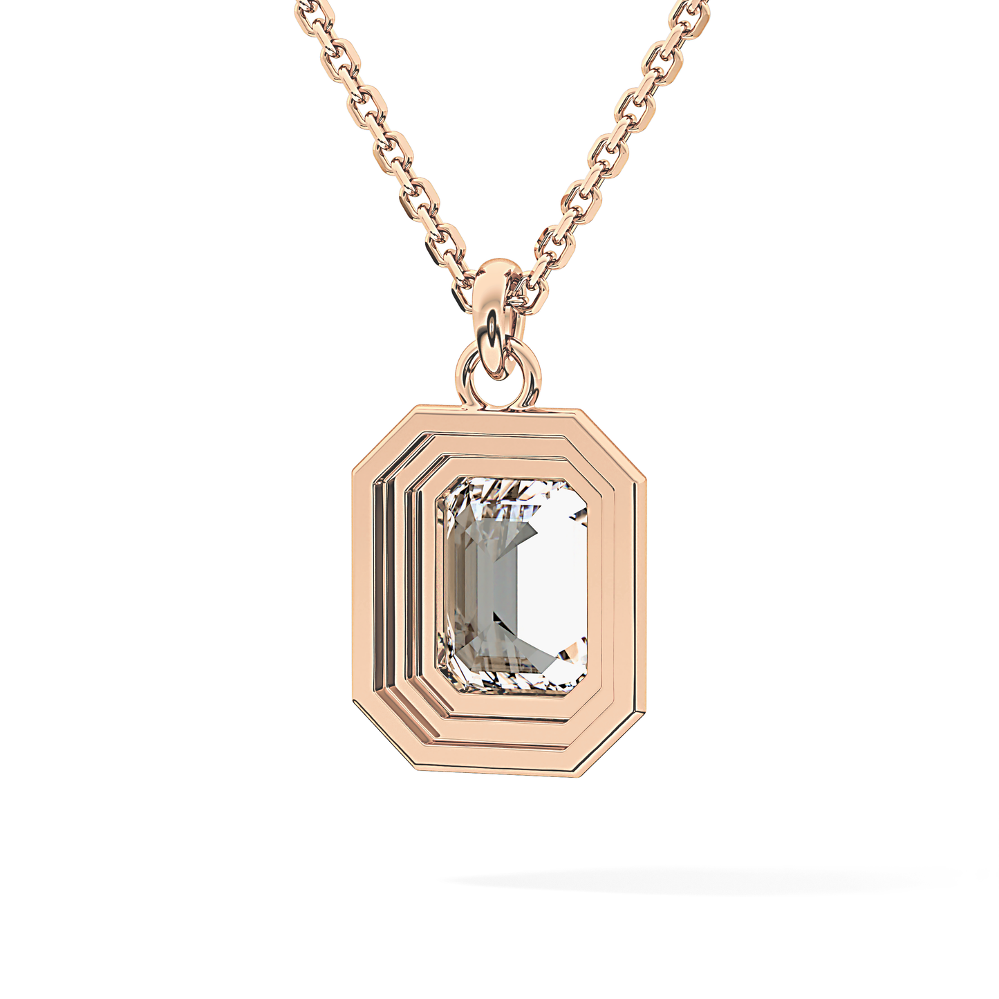 2 CT Emerald Lab-Grown Diamond Solitaire & Bezel Necklace