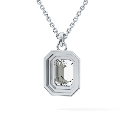 2 CT Emerald Lab-Grown Diamond Solitaire & Bezel Necklace