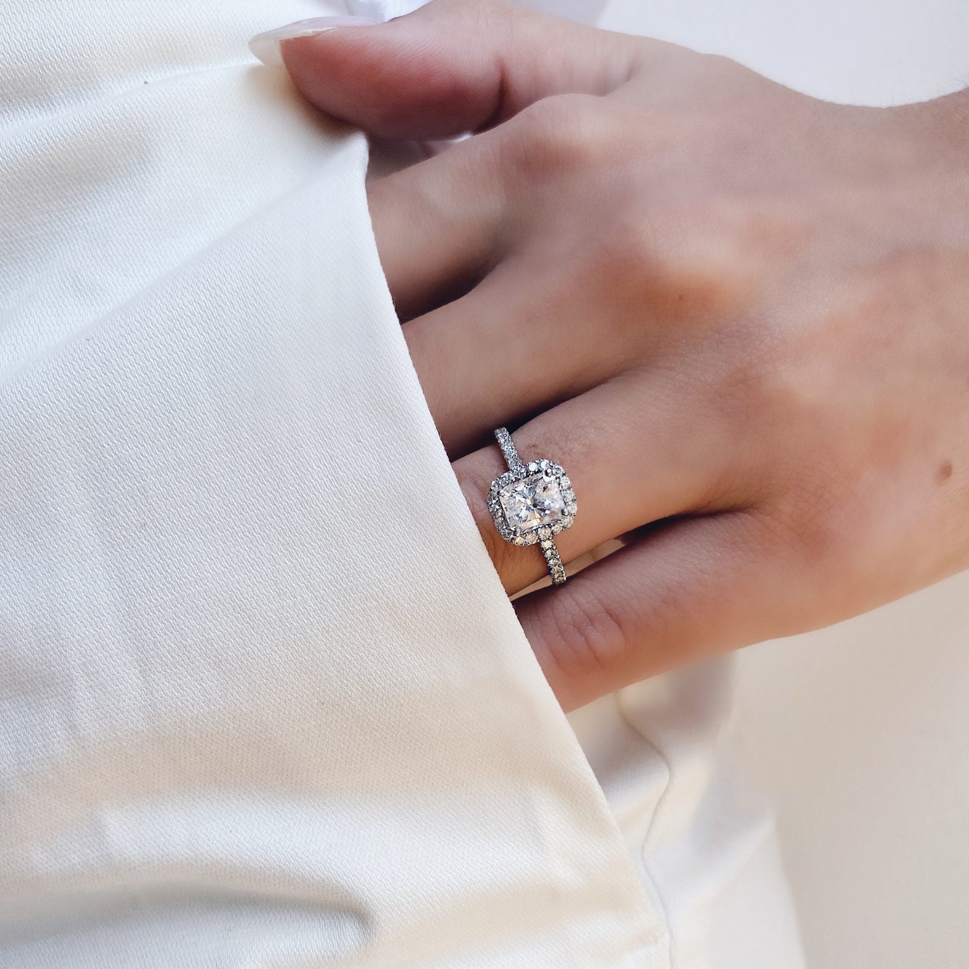 Radiant Halo & Pave Lab Grown Diamond Engagement Ring