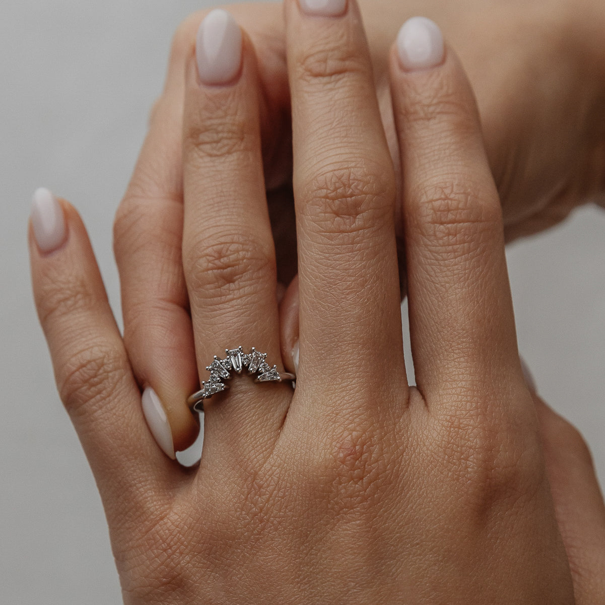 0.48 TCW Tapered Baguette & Round Curved Lab Grown Diamond Wedding Band