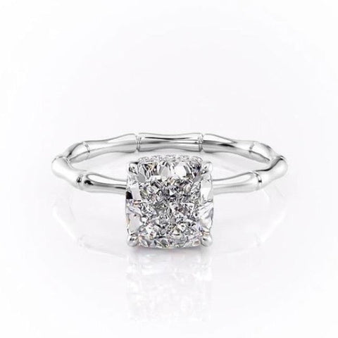 2.15 CT Cushion Cut Solitaire Style Moissanite Engagement Ring 10