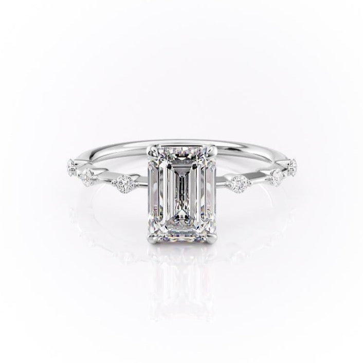 2.10 CT Emerald Cut Solitaire Dainty Style Moissanite Engagement Ring 10