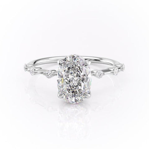 2.72 CT Oval Cut Solitaire Dainty Pave Moissanite Engagement Ring 10