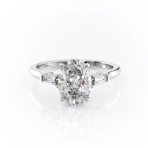 2.72 CT Oval Cut Three Stone Moissanite Engagement Ring 10