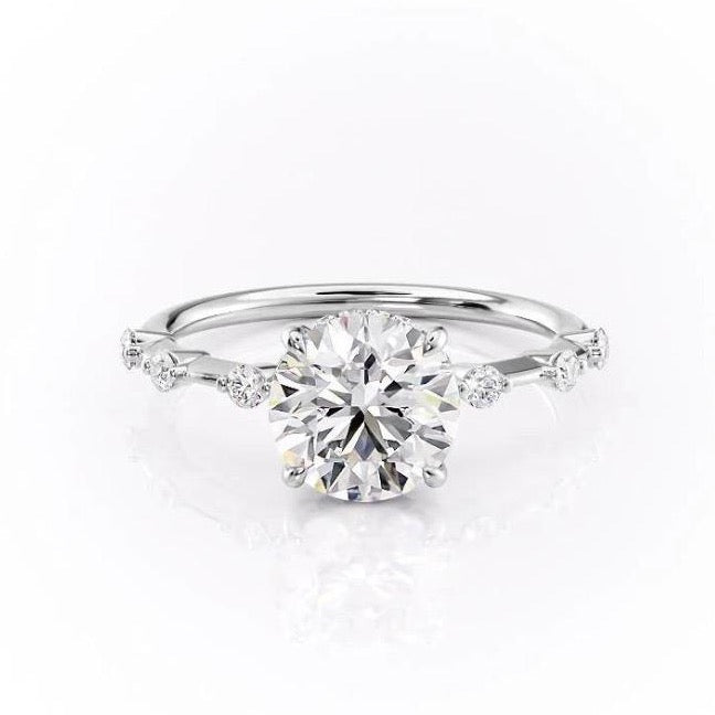 1.60 CT Round Cut Solitaire Dainty Pave Moissanite Engagement Ring 10