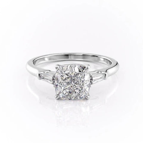 2.54 CT Cushion Cut Three Stones Moissanite Engagement Ring 10