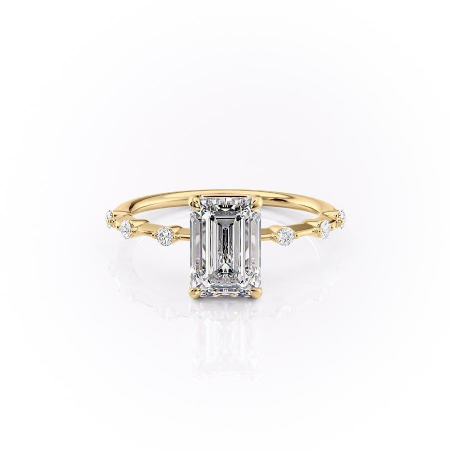 2.10 CT Emerald Cut Solitaire Dainty Style Moissanite Engagement Ring 11