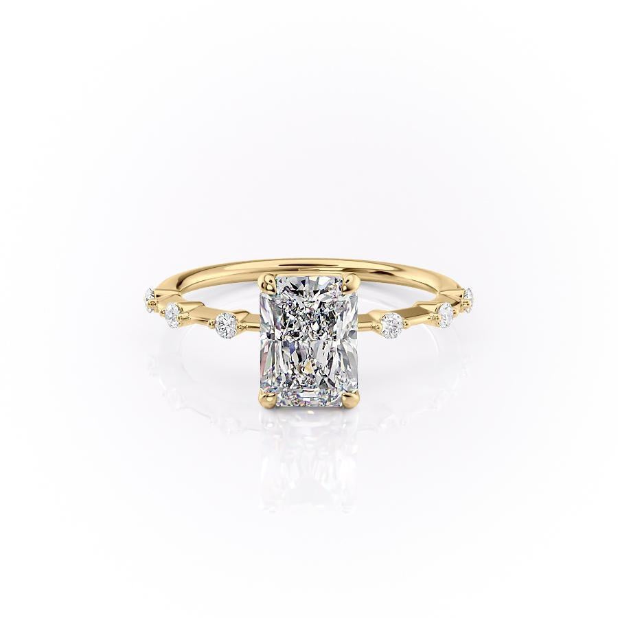 2.10 CT Radiant Solitaire Dainty Pave Set Moissanite Engagement Ring 11