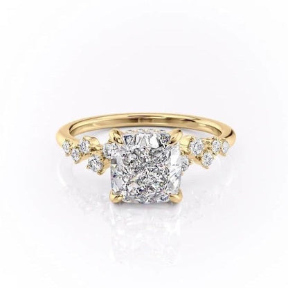 2.54 CT Cushion Cut Cluster Moissanite Engagement Ring 11