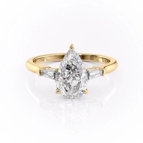 2.0 CT Pear Cut Three Stone Moissanite Engagement Ring 11