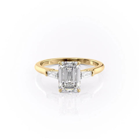 2.10 CT Emerald Cut Three Stone Moissanite Engagement Ring 11