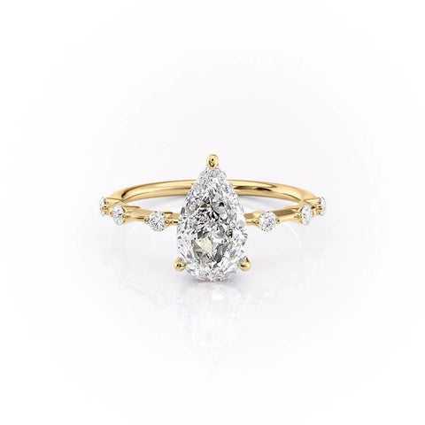 2.0 CT Pear Cut Solitaire Dainty Pave Moissanite Engagement Ring 11