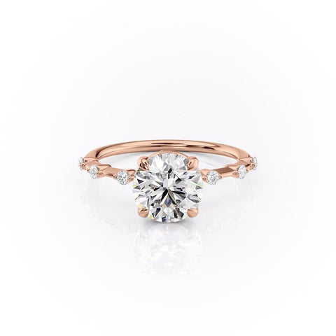 1.60 CT Round Solitaire Dainty Pave Set Moissanite Engagement Ring 12