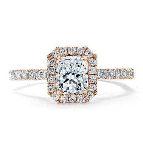 1.0 CT Radiant Cut Halo Pave Setting Moissanite Engagement Ring 7