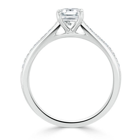 0.75 CT Radiant Cut Solitaire Hidden Halo/ Pave Setting Moissanite Engagement Ring 4