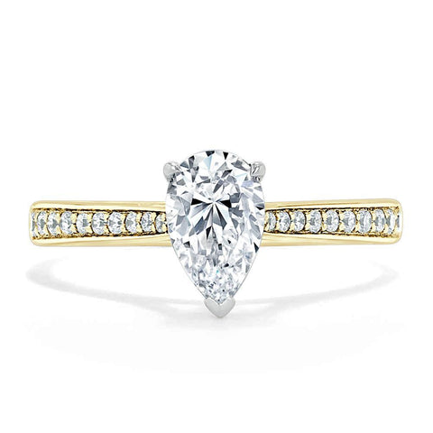 0.75 CT Pear Cut Solitaire Engagement Ring With Channel Pave Setting 5