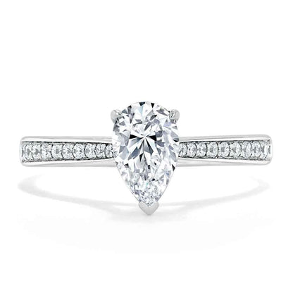 0.75 CT Pear Cut Solitaire Engagement Ring With Channel Pave Setting 1