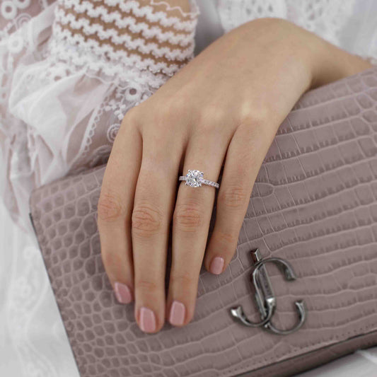 Round Pave Lab Grown Diamond Engagement Ring