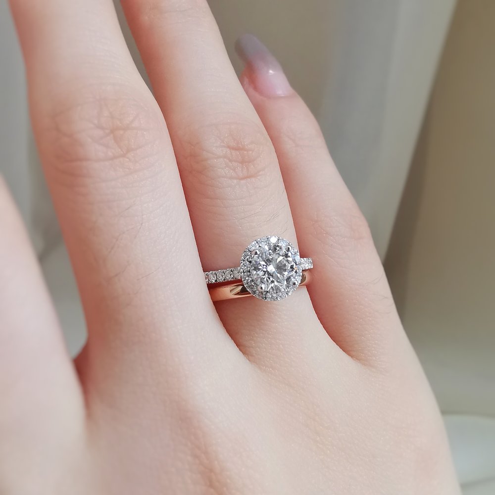 Round Halo & Pave Lab Grown Diamond Engagement Ring