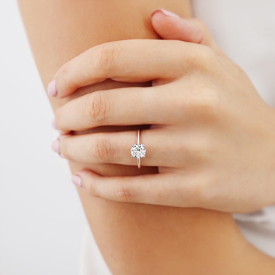 Round Solitaire Lab Grown Diamond Engagement Ring