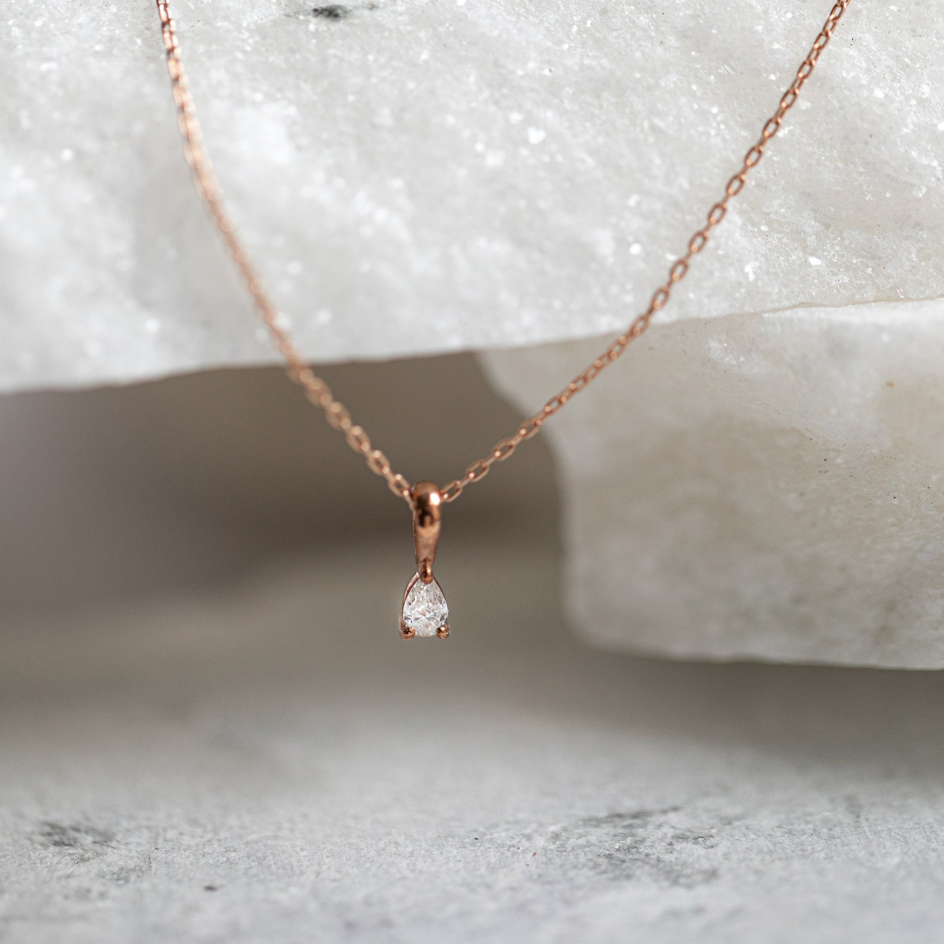 0.3 CT Pear Cut Solitaire Moissanite Necklace