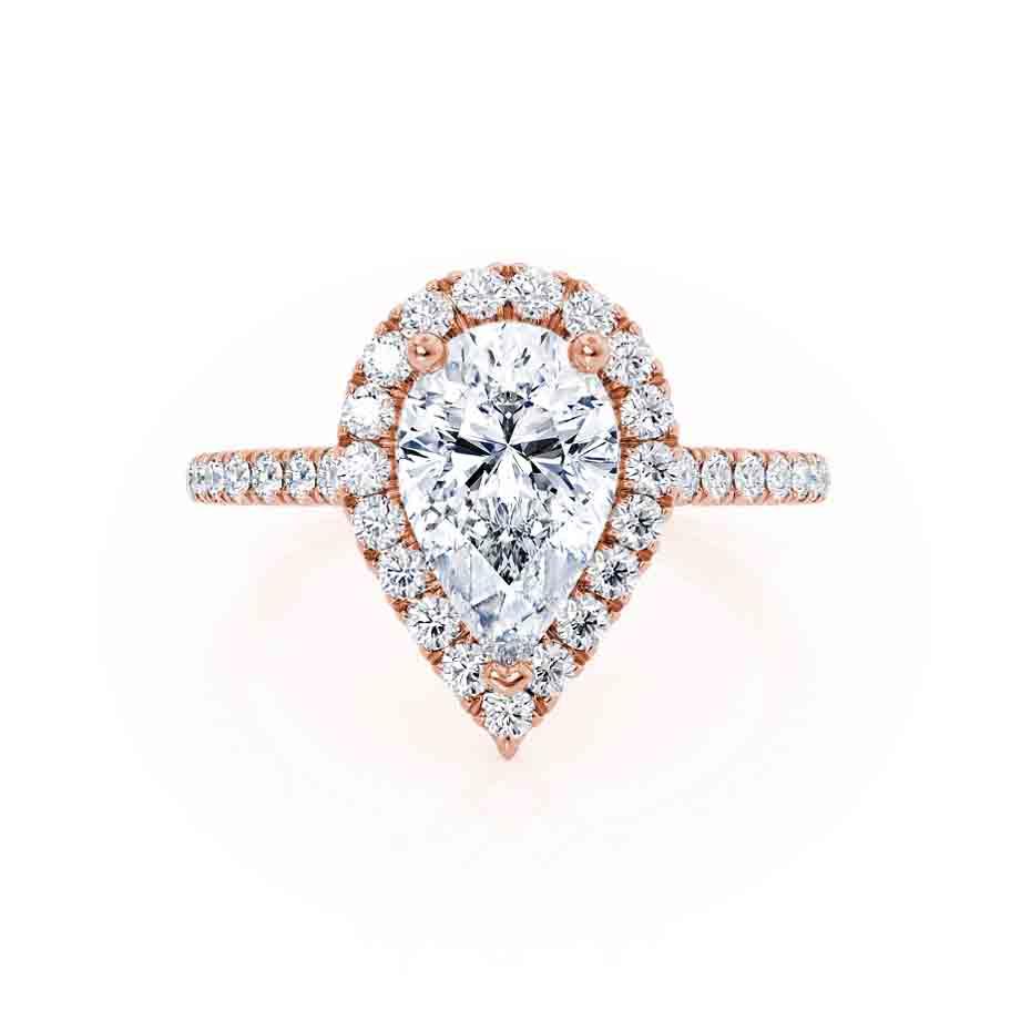Pear Halo & Pave Lab Grown Diamond Engagement Ring