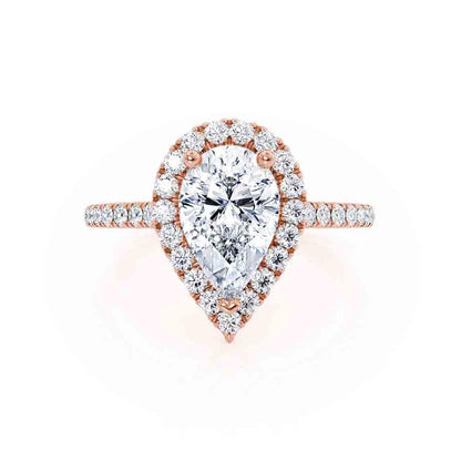 Pear Halo & Pave Lab Grown Diamond Engagement Ring