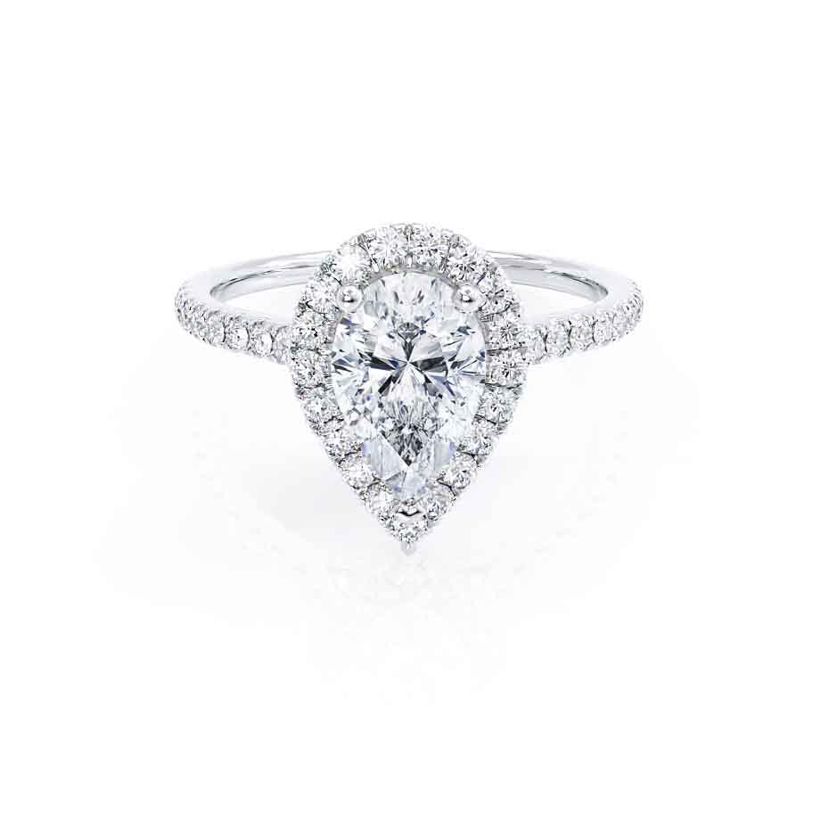 Pear Halo & Pave Lab Grown Diamond Engagement Ring