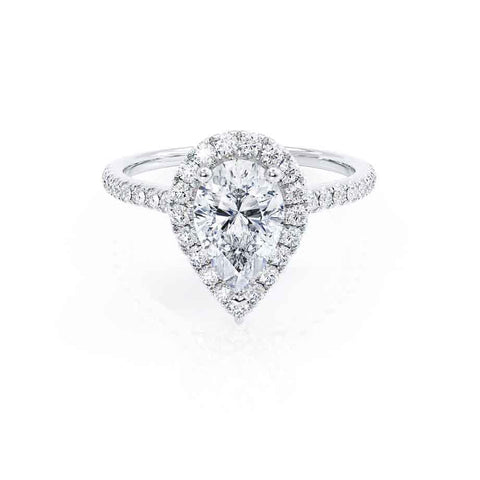 0.94 CT Pear Shaped Moissanite Halo Style Engagement Ring 2