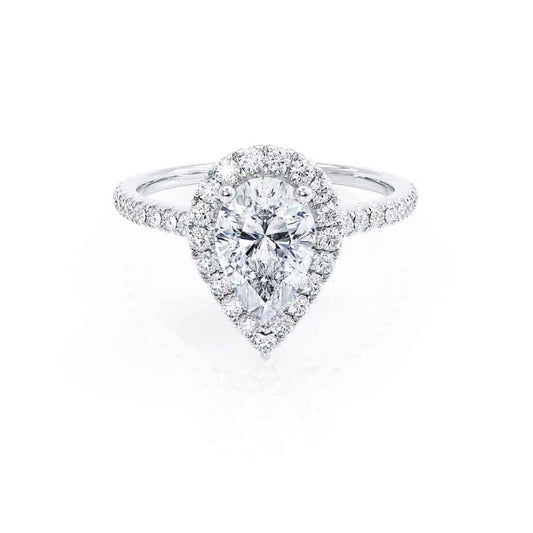 Pear Halo & Pave Lab Grown Diamond Engagement Ring