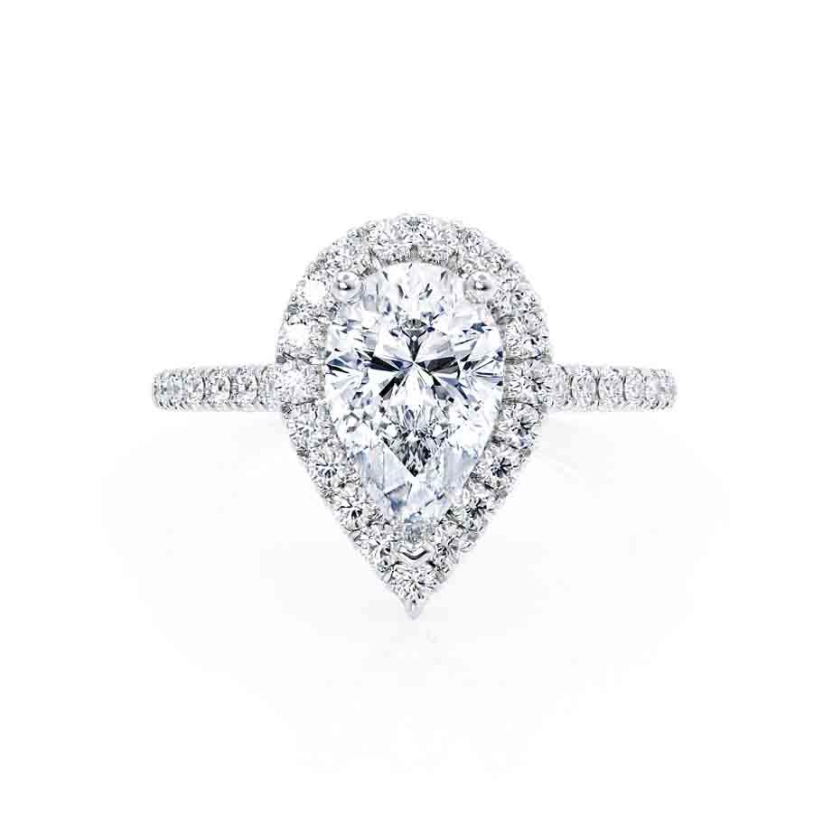 Pear Halo & Pave Lab Grown Diamond Engagement Ring