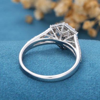 Round Double Halo Pave & Spilt Shank Lab Grown Diamond Engagement Ring