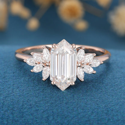 Hexagon Cluster Lab Grown Diamond Engagement Ring