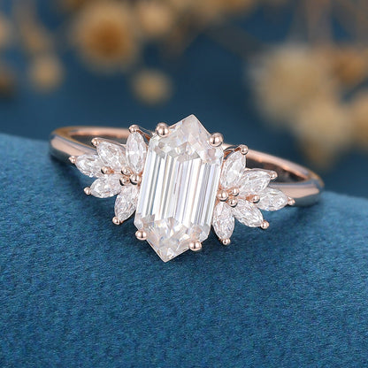 Hexagon Cluster Lab Grown Diamond Engagement Ring