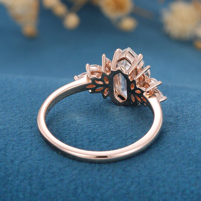 Hexagon Cluster Lab Grown Diamond Engagement Ring