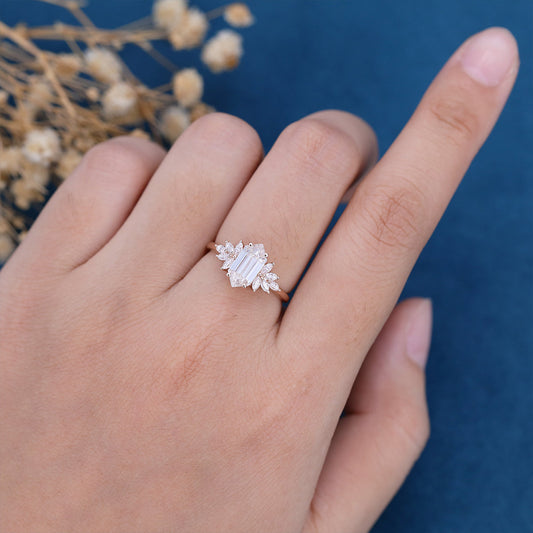 Hexagon Cluster Lab Grown Diamond Engagement Ring