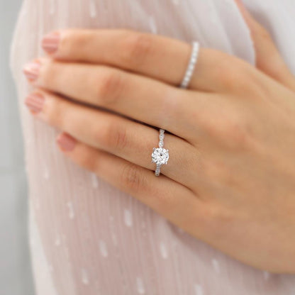 Round Pave Lab Grown Diamond Engagement Ring