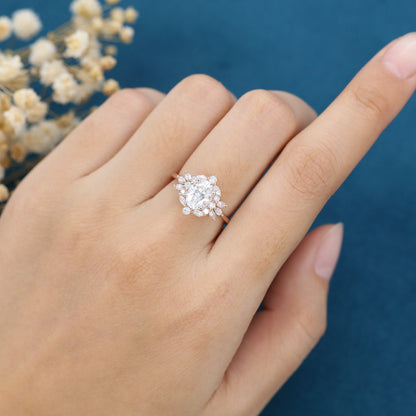 Oval Cluster Lab Grown Diamond Engagement Ring