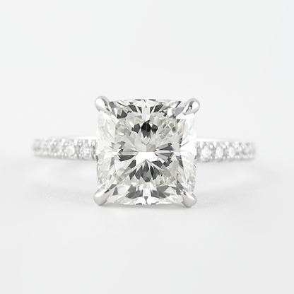 1.80 CT Cushion Hidden Halo & Pave Moissanite Engagement Ring 1
