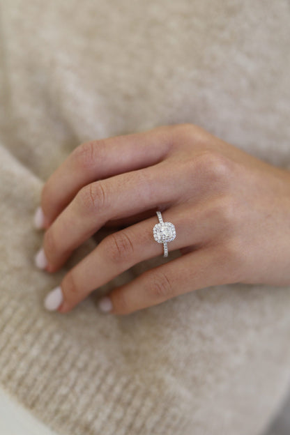 Radiant Halo & Pave Lab Grown Diamond Engagement Ring