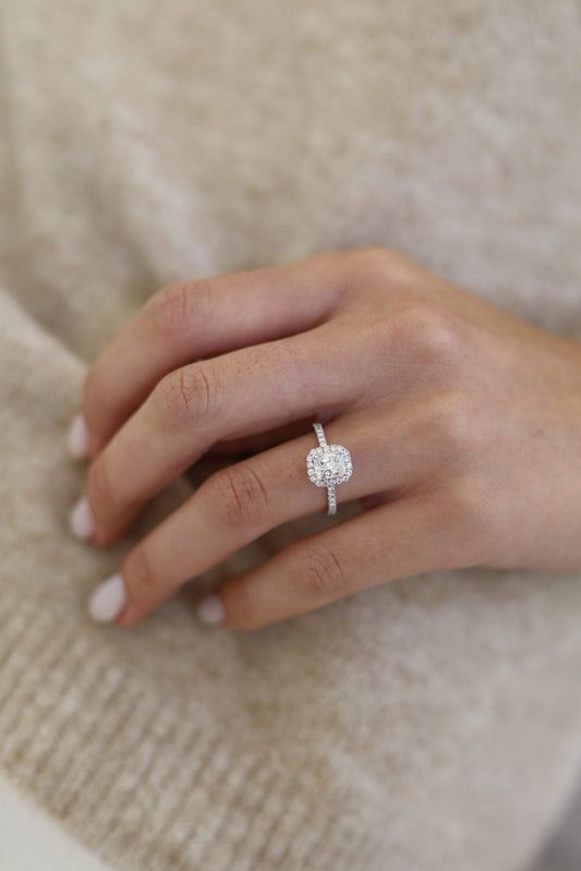 Radiant Halo & Pave Lab Grown Diamond Engagement Ring