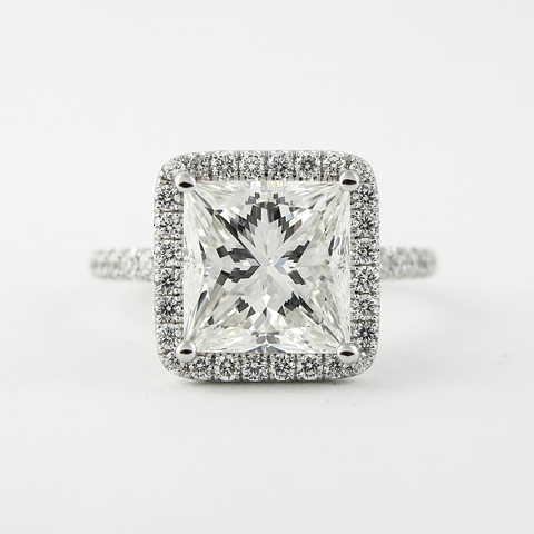 2.0 CT Princess Cut Halo Style Moissanite Engagement Ring 1