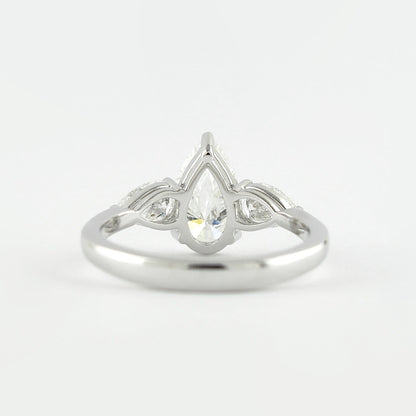 1.50 CT Pear Cut Three Stone Style Moissanite Engagement Ring 5