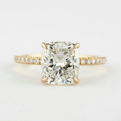 1.5 CT Cushion Hidden Halo & Pave Moissanite Engagement Ring 1