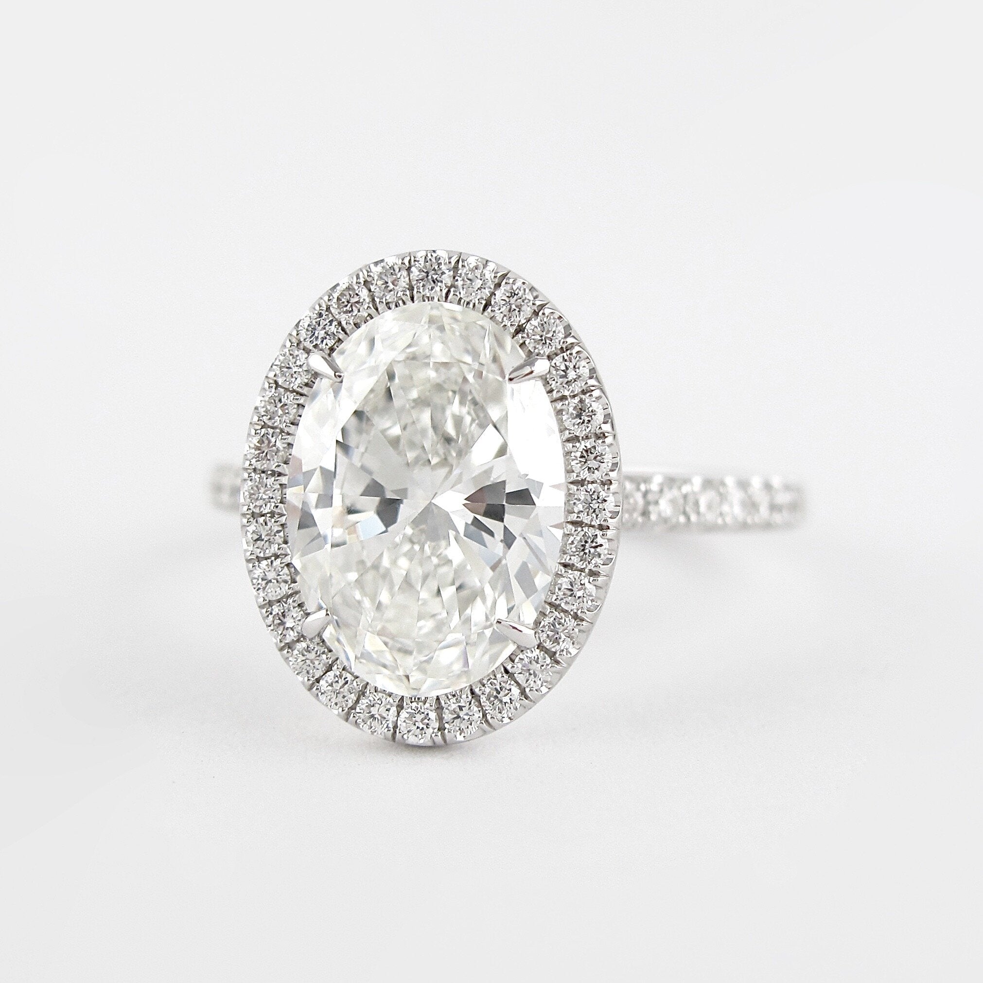 2.72 CT Oval Cut Halo Style Moissanite Engagement Ring 3